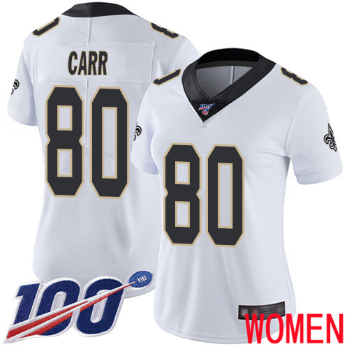 New Orleans Saints Limited White Women Austin Carr Road Jersey NFL Football #80 100th Season Vapor Untouchable Jersey->women nfl jersey->Women Jersey
